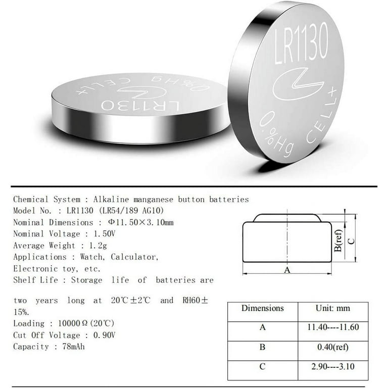 LR1130 1.5V Non Rechargeable Round Alkaline Button Battery 1 Pcs