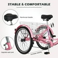 thumbnail image 6 of FICISOG 24" Adult Trike Tricycle for Women, 1-Speed 3 Wheel Bikes for Beginner Riders, Carbon Steel Cruiser Bike with Adjustable Height and Rear Basket, 6 of 9