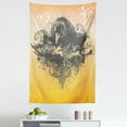 thumbnail image 1 of Black Tapestry, Halloween Theme Vector Illustration of a Wicked Crow and Ornate Flowers Print, Fabric Wall Hanging Decor for Bedroom Living Room Dorm, 5 Sizes, Black and Mustard, by Ambesonne, 1 of 1