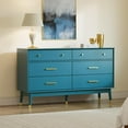thumbnail image 2 of Teal Blue 6 Drawer Dresser – Modern Storage Chest with Gold Handles, 54" W Mid-Century Dresser for Bedroom, Living Room, or Clothes Storage, 2 of 8