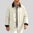thumbnail image 6 of Mens Corduroy Chore Jacket Lightweight Contrast Point Collar Button Front Casual Coat with Patch Pockets Long Sleeve Fall Outerwear, 6 of 7