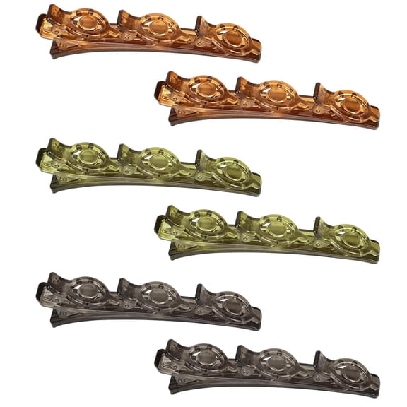Tutuviw 6Pcs Double Braided Hair Clips For Girl Women with 3 Small Clips Hair Plastic Curved 3.74 inches Long Multi Duckbill Clip Hair Barrettes for Women Styling Sectioning (3 Color)
