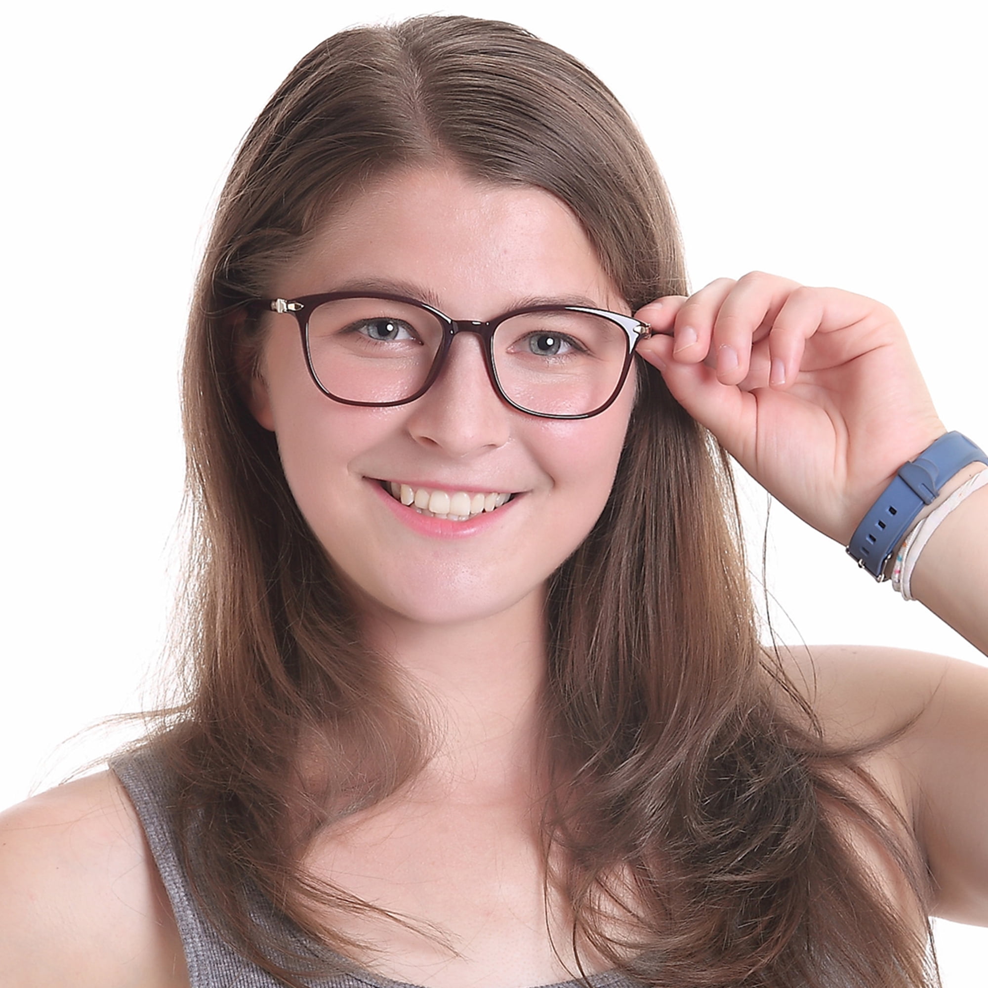 LifeArt Bifocal Reading Glasses with Round Lenses, Blue Light Blocking Glasses for Women Men, Anti Glare, Reduce Eyestrain (Red,+0.00/+1.25 Magnification)