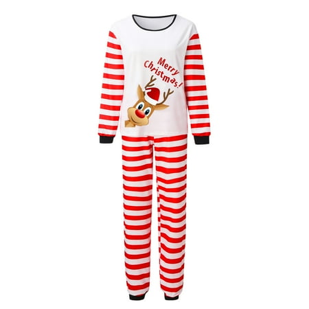 

Coopserbil Stripe Set Pajamas Print Christmas Top Sleepwear Matching Family Blouse Pants Xmas Mommy Women Raiders Pajamas for Family Penguin Pajamas Family