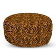 thumbnail image 1 of Tribal Pouf Cover with Zipper, Tiger Skin with Stripes and Warm Toned Background Motifs from Culture, Soft Decorative Fabric Unstuffed Case, 30" W X 17.3" L, Orange and Black, by Ambesonne, 1 of 5