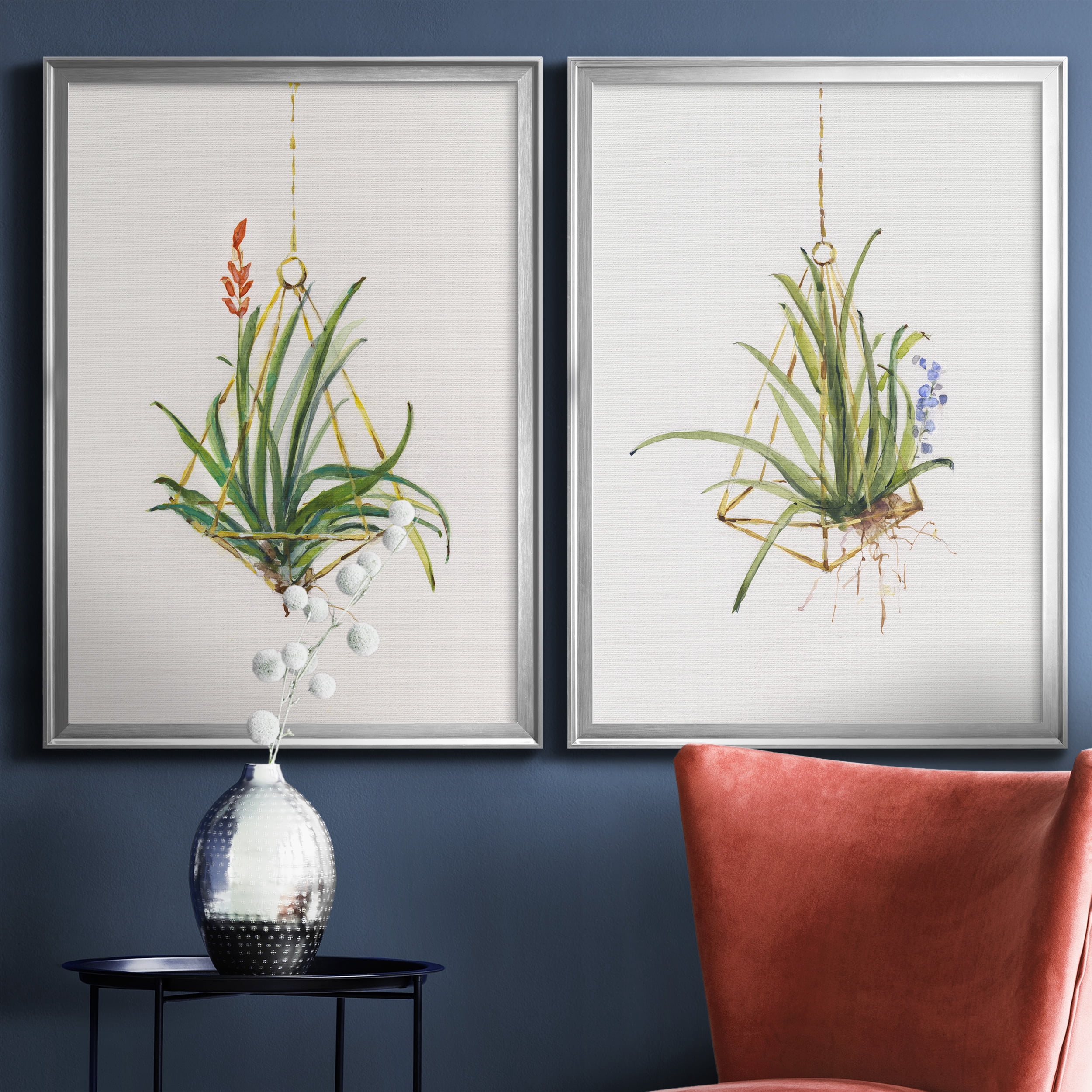 2 Piece Set Gardenaire I Premium Framed Canvas - Ready to Hang - 26.5 x 36.5 Each - Silver Frame