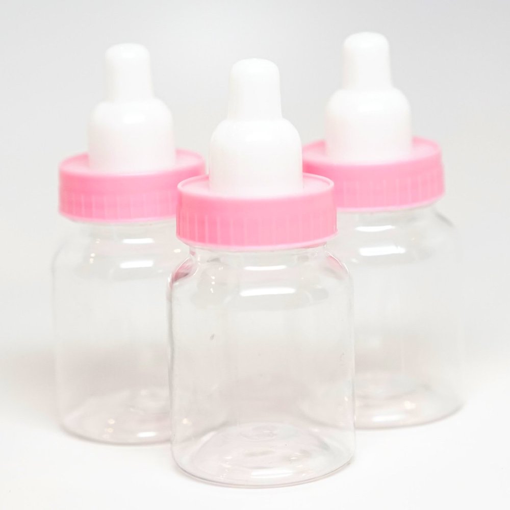Miniature Pink Baby Bottles Jars Fill able 3" Baby Shower Games Favors