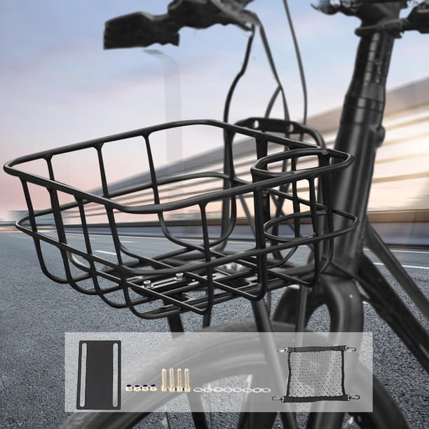 Cesta para Bicicleta, Portaequipajes Delantero Y Trasero para Bicicletas, Fácil Montaje, Cesta para Bicicleta con Marco de Aleación de Aluminio, Acces Tornillos negros