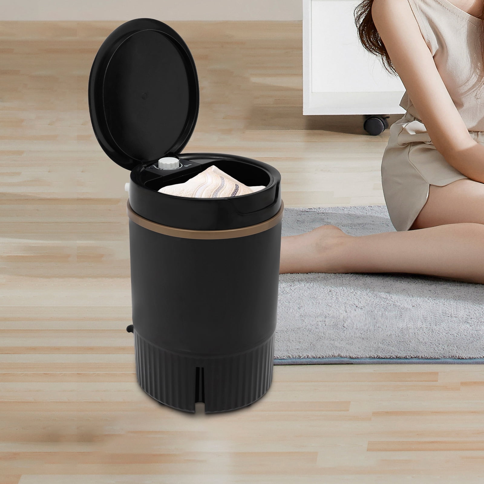 Washing Machine, 1.19 Gal Small Mini Washer with Blue Light, 260W High Efficiency Spin Dryer, Durable PP Construction, for Baby Clothes Socks