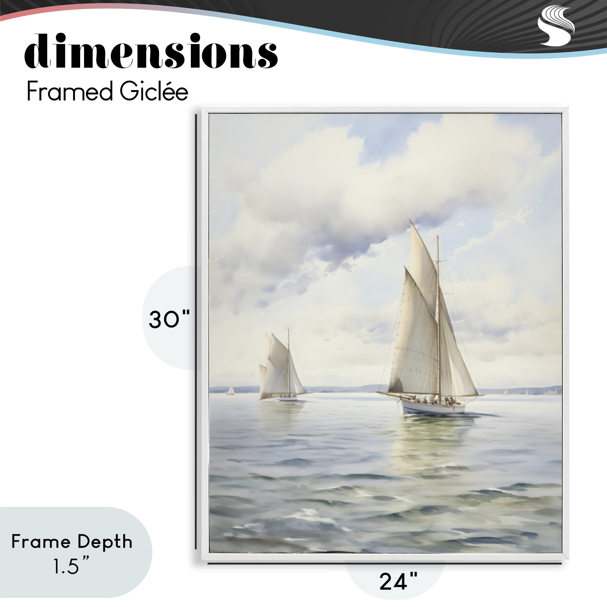 Stupell Industries Sailing Toward a Tranquil Horizon White Framed Giclee Art, design by LSR Design Studio
