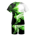 thumbnail image 4 of Coachella Outfits for Men Short/long Sleeve Color Solid Beach Outfits Flower Print Summer Tropical Suit Comfy Summer Beach Short Sets Outfits,Green,XXXL, 4 of 5