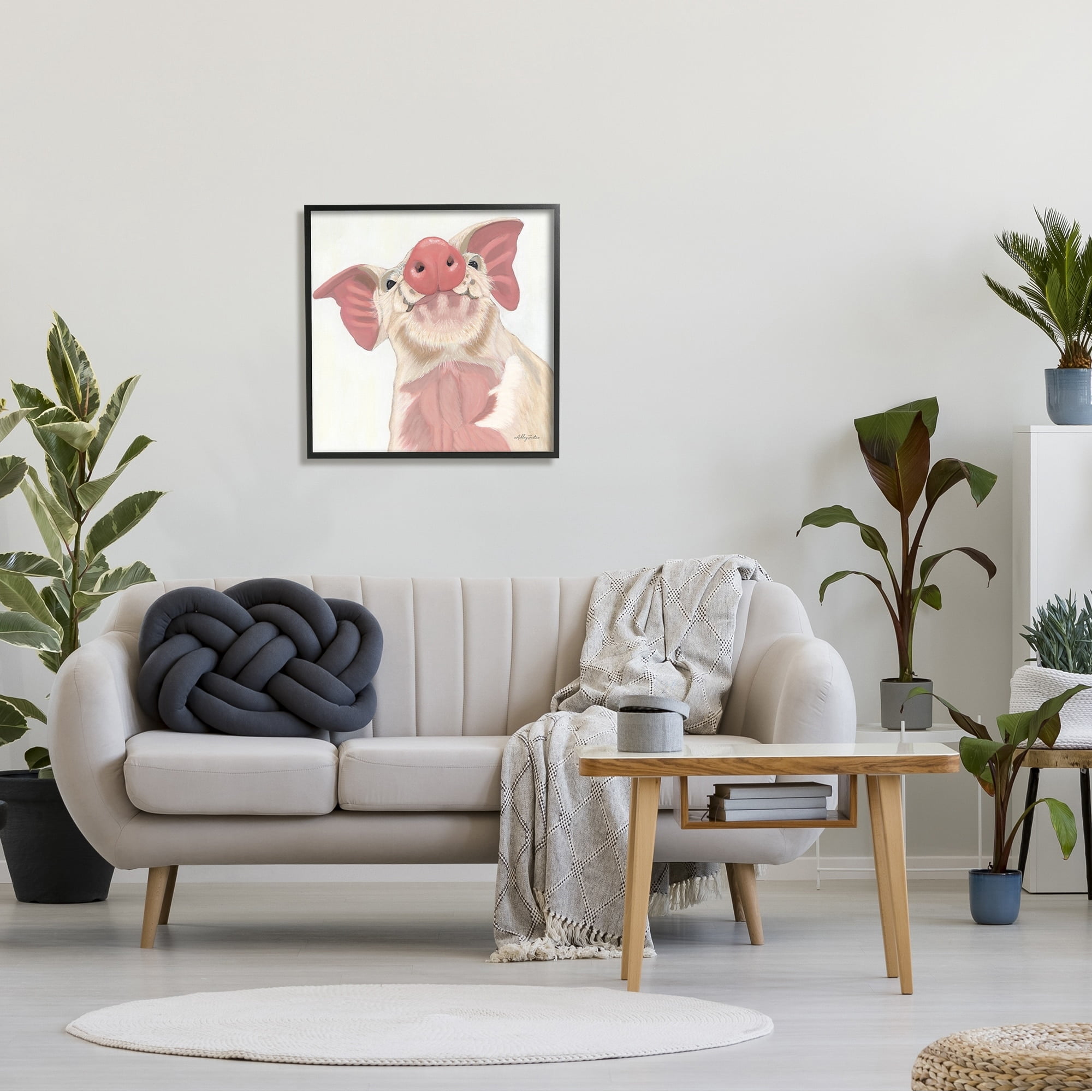 Stupell Industries Pink Pig Snout Adorable Farm Hog Painting, 24 x 24,Design by Ashley Justice