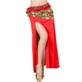 thumbnail image 2 of KHONTS Women's Single Split Long Skirt for Belly Dance Performance Training and Professional Dancewear Red One Size, 2 of 4