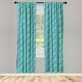 thumbnail image 2 of Ambesonne Geometric 4-Panel Curtains, Triangle Rectangle Lines, 56"x95", Aqua Hot Pink and Yellow, 2 of 4