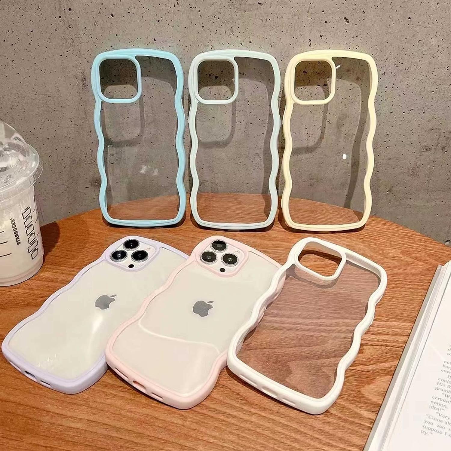 for iPhone 11 Case, Wave Frame Clear Back Soft Cute iPhone