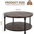 thumbnail image 2 of FOLDLIFE Round Coffee Table,Rustic Center Table with Storage Shelf,2-Tier Industrial Accent Center Table,Wood Circle Coffee Table with Sturdy Metal Legs,Dark Oak, 2 of 7