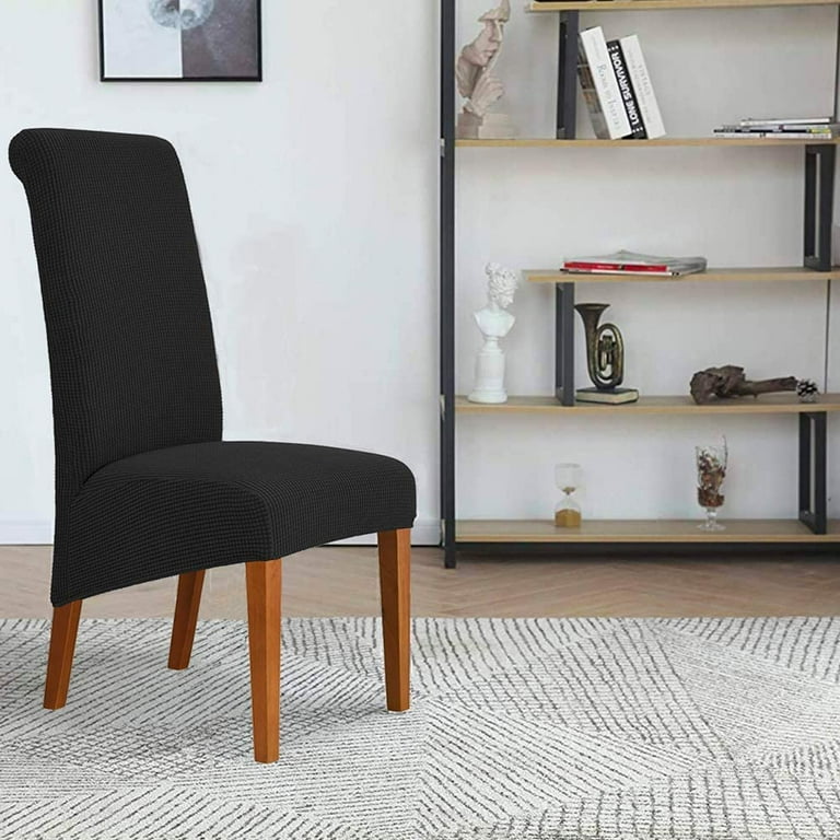 Chair Covers Stretch XL Oversized Soft Spandex Extra Large Dining Room Removable Washable Chair Protectors Slipcovers Machine Wash Black 2