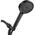 thumbnail image 1 of TRAHOO-High Pressure Handheld Shower Head with 3 Spray Modes Modern Design, Extra-Long 1.5M PVC High Pressure Shower Hose, Brass Joint Wall/Overhead Bracket- Matte Black, 1 of 4