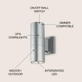 thumbnail image 4 of JONATHAN Y Duo 6" 2-Light Modern Midcentury Cylinder Outdoor Metal/Glass Integrated LED Sconce with Uplight, Silver, 4 of 9