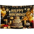 thumbnail image 3 of Happy Birthday Backdrop for Leopard Happy Birthday Party Decorations Glitter Black Gold Happy Birthday Background for Photography Black Golden Leopard Cake Birthday Decor Banner, 3 of 6