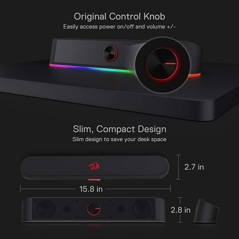2.0 Sound Bar ADIEMUS 2 x 3W RGB USBAux PC Gaming Speaker – Black - MR  Computer Services