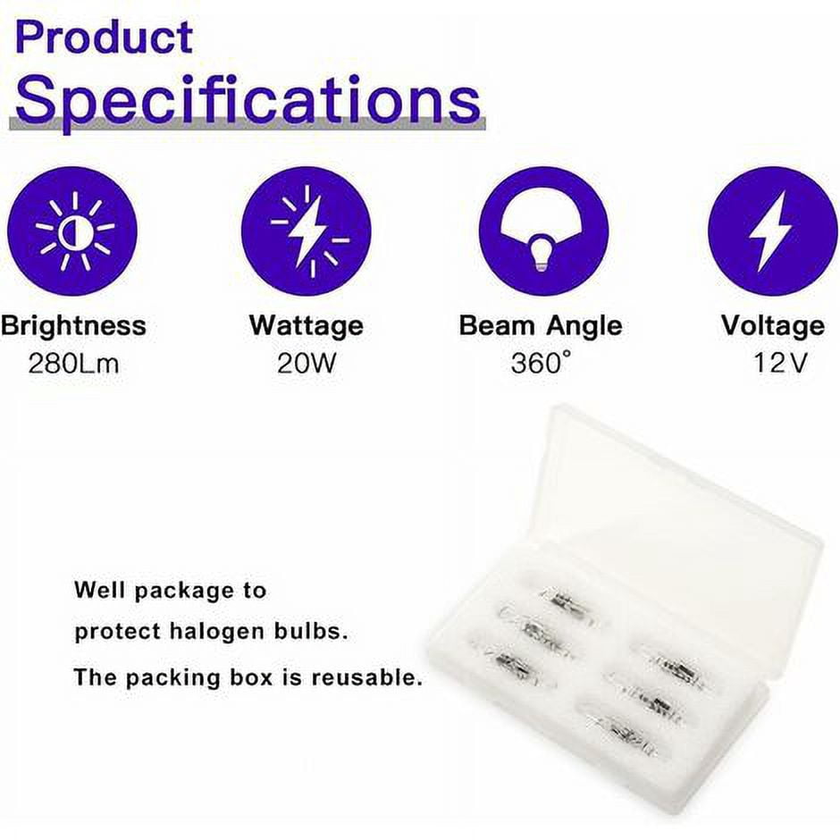 12 Pack G4 20W 12V 2800K 2 Pin Halogen Light Bulb for Hood, Kitchen, Living Room, Bedroom