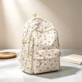 thumbnail image 2 of Lusa Women's Cute Floral Backpacks Large Capacity Compartment Design Flower Book Bag Fashion Nylon Lightweight Double Shoulder Preppy Back Pack for Student Pink One Size, 2 of 5