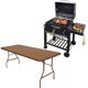 thumbnail image 1 of Kit Asador Carbon Ahumador Mesa Plegable Portafolio Rattan 1.80m Jardimex, 1 of 13