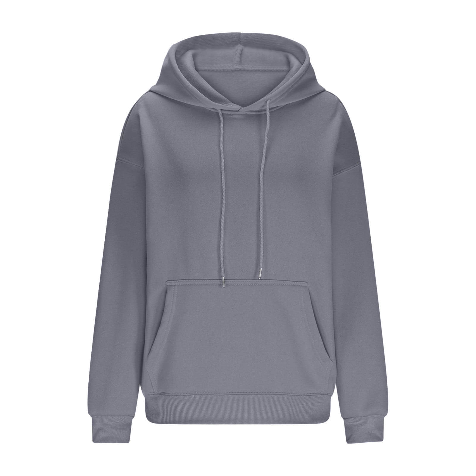 Plus Size Hoodies for Women with Front Pocket Pullover Fleece Lined Sweatshirts Ladies Casual Solid Loose Basic Comfort Hooded Tops XS-5X