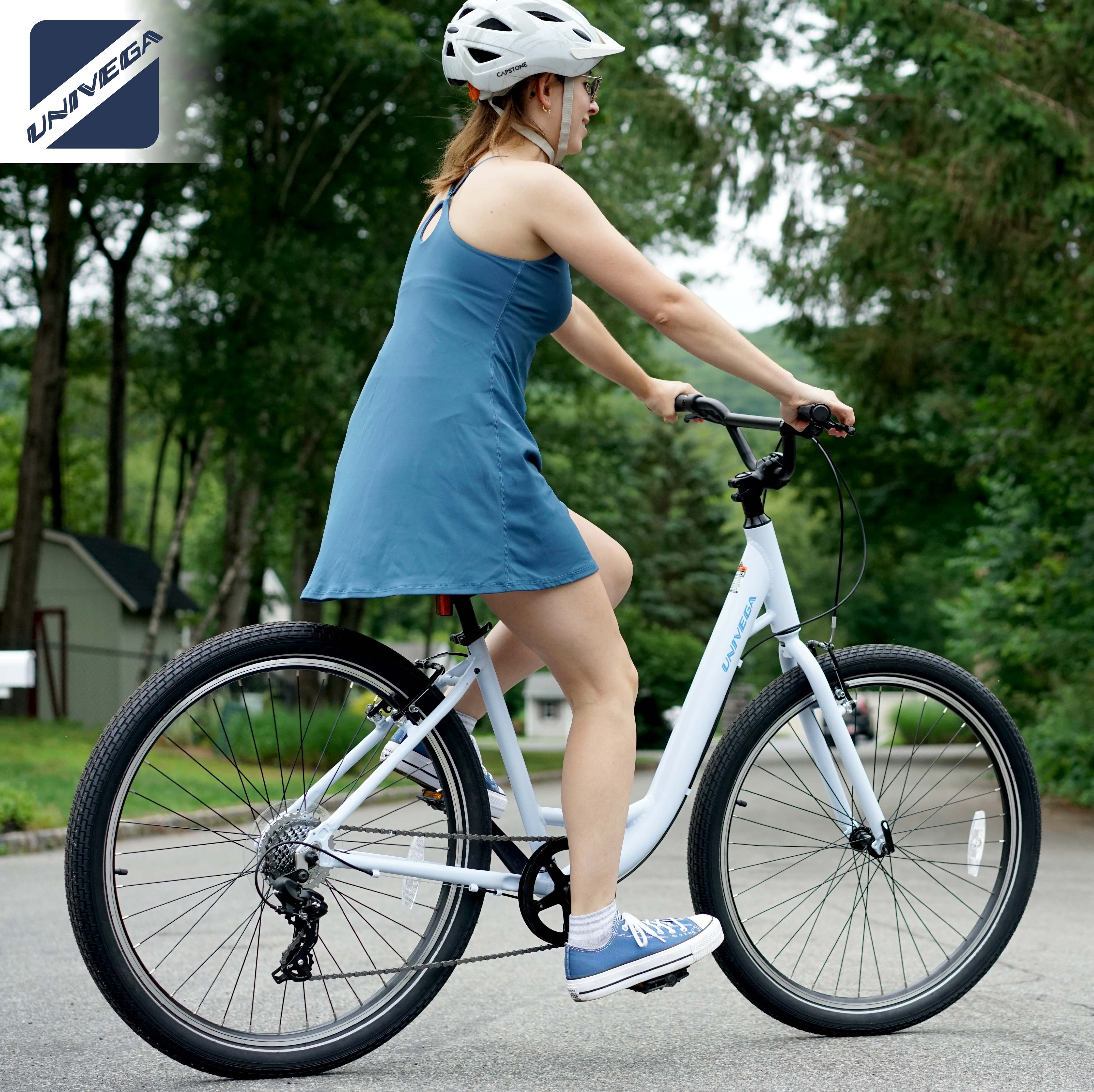 27.5" Univega Carisma Step Thru Comfort Hybrid Adult Bicycle, Fits Rider 5'2" - 5'6", Unisex, Sage Green