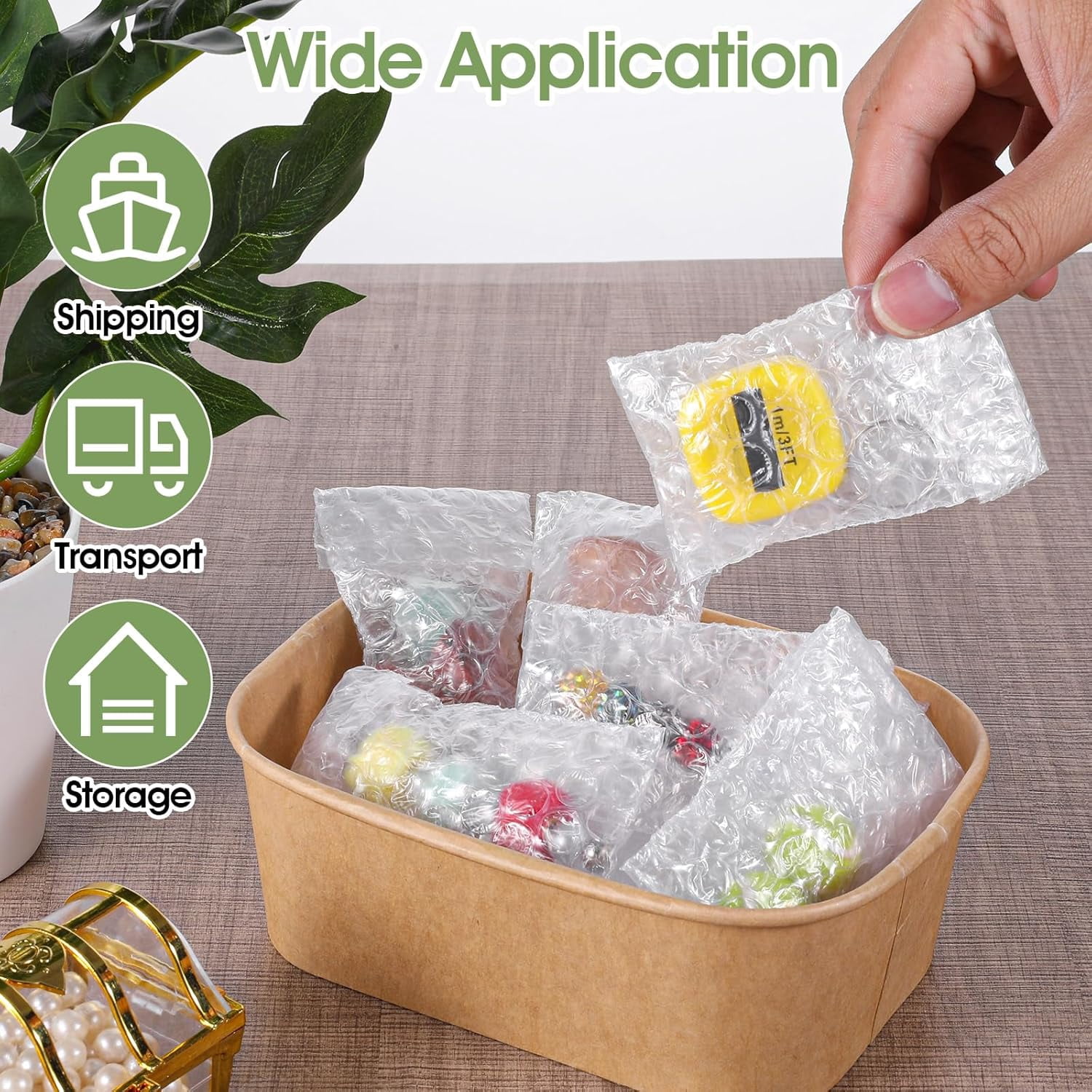 300Pcs Clear Bubble Wrap Bags, 2.16 x 3.3 Inch Self-Sealing Double Wall Bubble Pouches for Moving, Shipping, and Storage