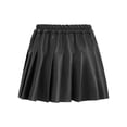 thumbnail image 2 of Miutii Faux PU Leather Skirts for Kids Girls High Waist Pleated Mini Skirts A-line Skater Skirts Casual Solid Skirts Black 15-16, 2 of 5