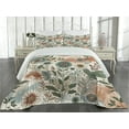 thumbnail image 2 of Ambesonne Floral Eucalyptus Quilted Coverlet 3 Pcs, Tender Garden, King Size, Pale Rose Slate Blue, 2 of 4