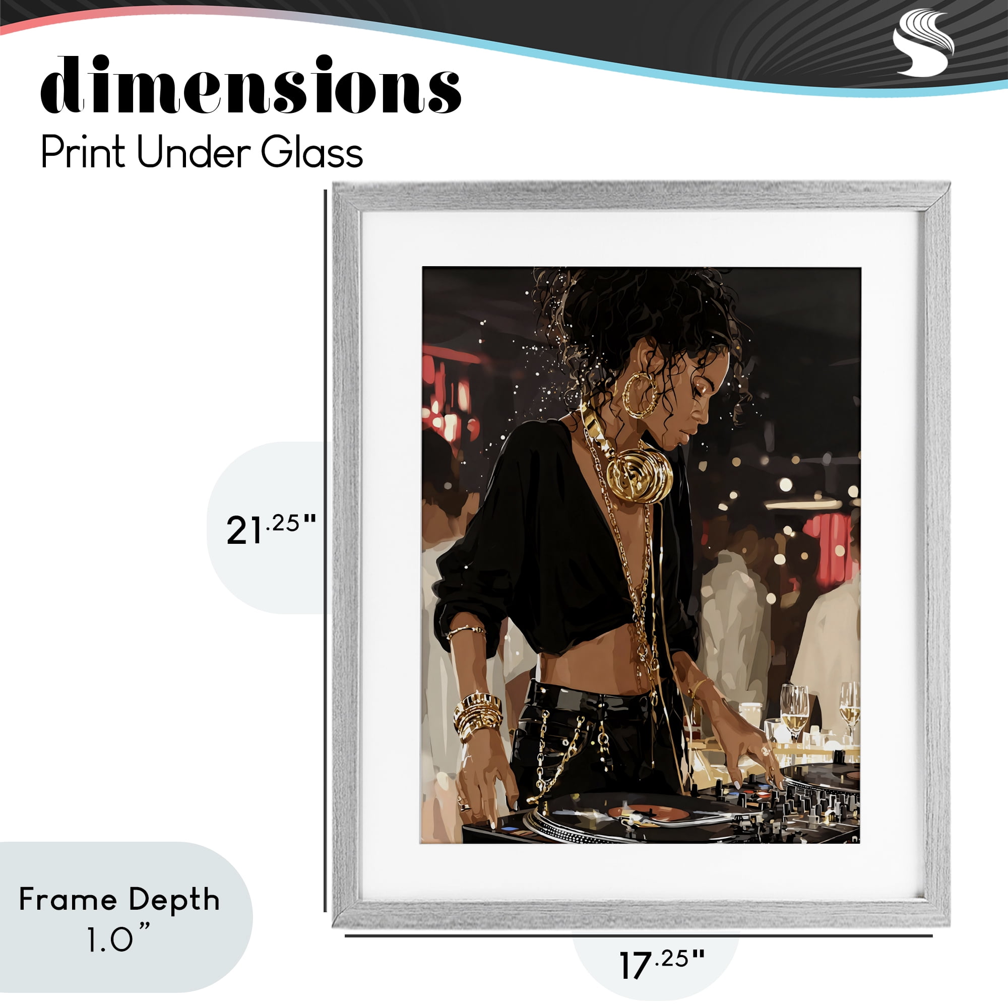 Stupell Industries Touches Of Gold DJ Gray Framed Print Under Glass, design by Franklyn Gregory