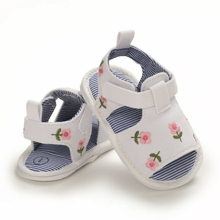 

Newborn Baby Girls Summer Sandals Infant Cotton Star Floral Crib Shoes Prewalker