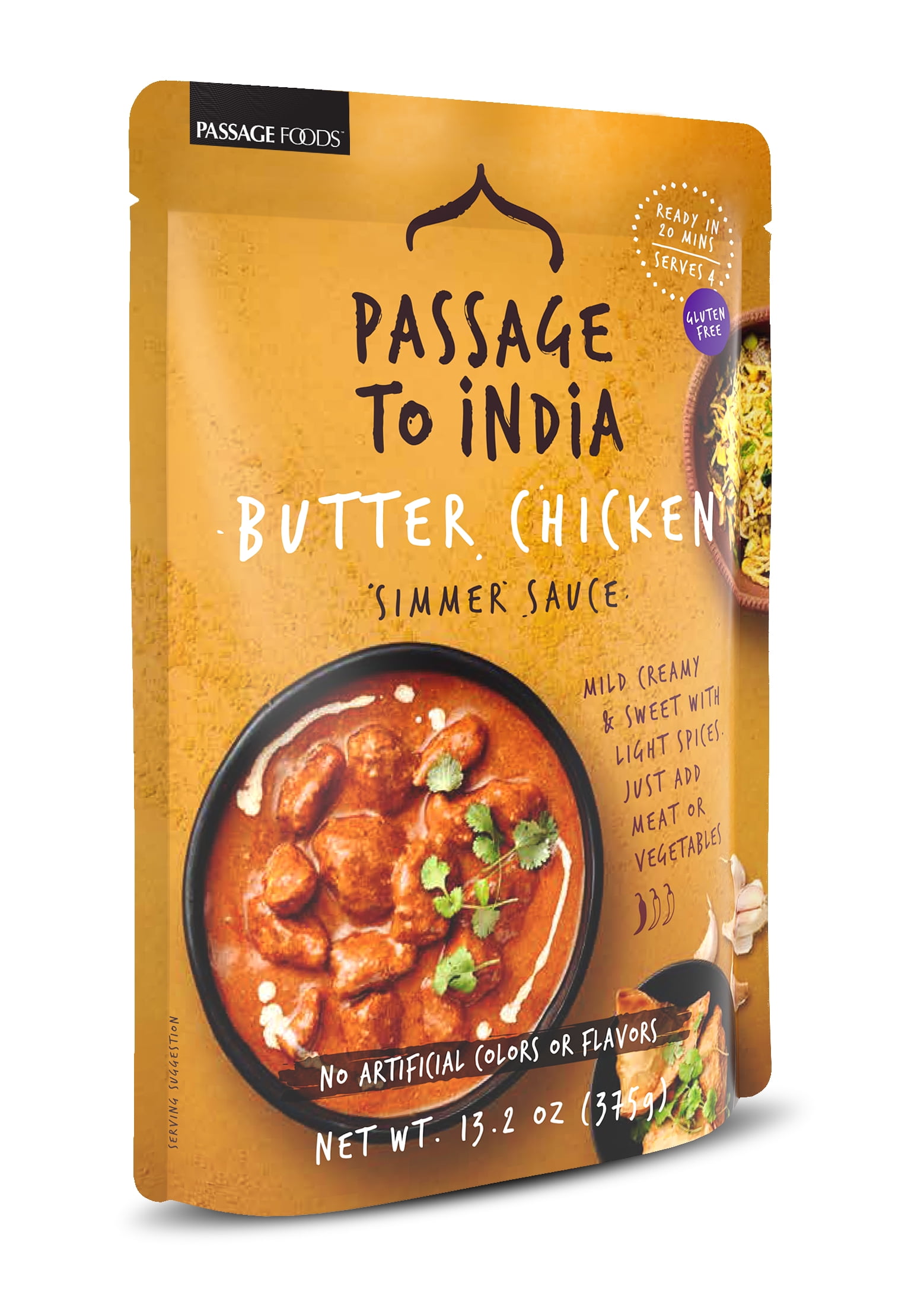 (2 pack) Passage to India Butter Chicken Simmer Sauce - 20 Minute Authentic Indian Curry, 13.2 oz by Passage Foods