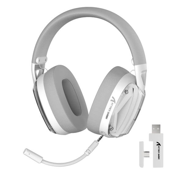 ATTACK SHARK L60 Ultra-Light Tri-Mode Gaming Headset Ultra-Light Tri-Mode Wireless Gaming Headset for PC/PS4/Xbox-White
