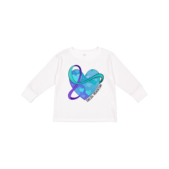 Inktastic Suicide Prevention Awareness Purple and Teal Heart Ribbon Boys or Girls Long Sleeve Toddler T-Shirt