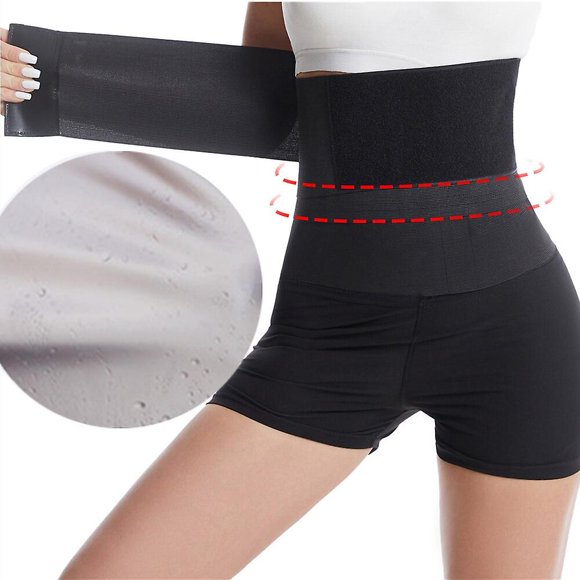 Pantalon de Sauna pour Femmes Gaine Taille Entraîneur Bandage Ceinture Enveloppante Ceinture de Soutien de Taille Contrôle du Ventre Amincissant Gaine Taille Corset, Argent