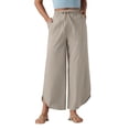 thumbnail image 2 of Laqbezok Women's Waterproof Cargo Pants, High Waist Drawstring Wide Leg Cropped Trousers with Pockets for Hiking Travel Outdoor Vacation, 2 of 8