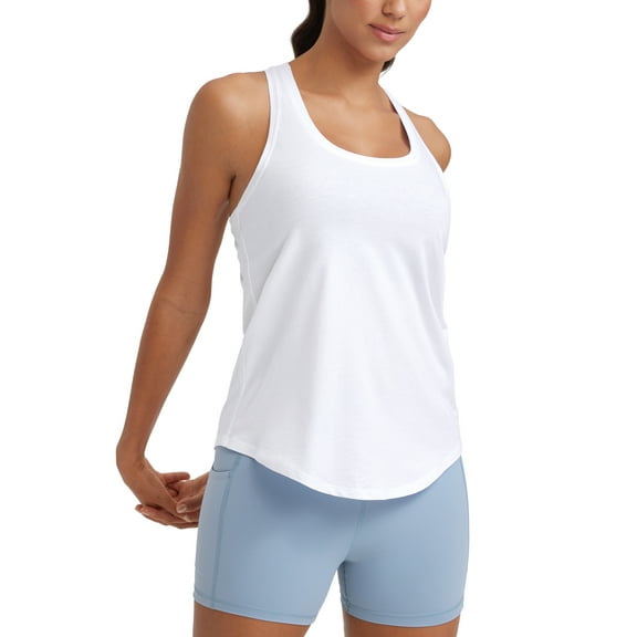 CRZ YOGA Pima Cotton Racerback Tank Tops for Women Workout Athletic Casual Soft Sleeveless Shirts