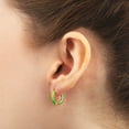 thumbnail image 2 of Gold Plated Transparent Green Enamel Huggie Hoop Earrings for Women, 2 of 5