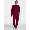 thumbnail image 2 of Joyspun Women's Fleece Crewneck Top and Jogger Pajama Set, 2-Piece, Red Pomegranate, 2X, 2 of 5