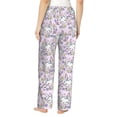 thumbnail image 3 of Uemuo Purple Rabbit Pattern Women's Wide Leg Palazzo Lounge Pants with Pockets Light Weight Loose Comfy Casual Pajama Pants-Large, 3 of 9