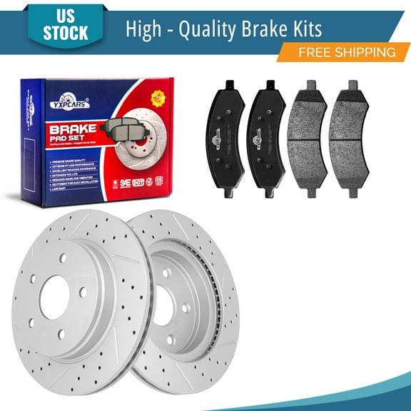 YXPCARS 6PCS Front Brake Kits, Drilled & Slotted Brake Rotors   Ceramic Brake Pads Kit for Dodge Ram 1500 Durango Chrysler Aspen (53005 1084)