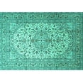 thumbnail image 1 of Ahgly Company Machine Washable Indoor Rectangle Persian Turquoise Blue Traditional Area Rugs, 7' x 10', 1 of 4