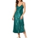 thumbnail image 2 of INSPIRAR CHIC Vestidos de Noche de Satén para Mujeres con Escote en V, Chemise Suave, Vestido de Pijama, Bata Larga, Vestido de Noche L Verde Pavo Real, 2 of 6