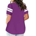 thumbnail image 4 of Royisotas Color Block Womens Tops Plus Size Short Sleeve Purple Plus Size Casual V-Neck Shirts for Women, 4 of 6
