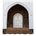 thumbnail image 2 of Ambesonne Old Doors Print Shower Curtain, White Wooden Gate, 69"Wx75"L, Brown Off White and Taupe, 2 of 4