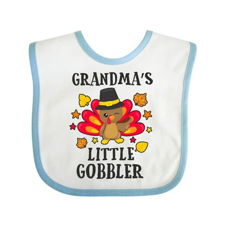 

Inktastic Grandmas Little Gobbler with Turkey and Leaves Gift Baby Boy or Baby Girl Bib